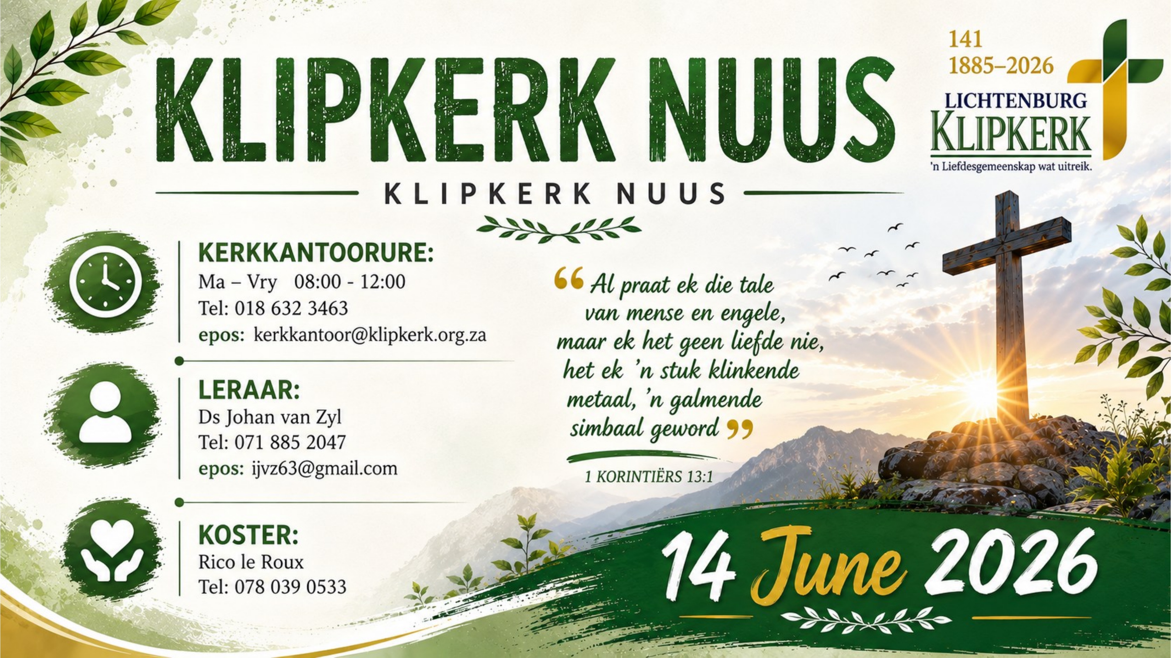 klipkerk Lichtenburg Weeknuus